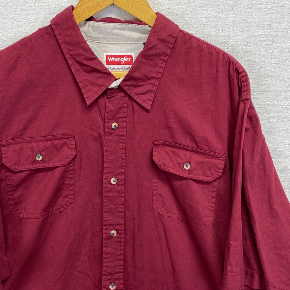 Wrangler Premium Quality Mens 3XL Burgundy Short Sleeve Button Up Shirt‎
